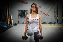 Dámske Fitness tielko – Silver-Red logo - Muscle Aggressive XS