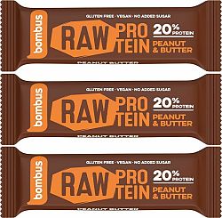 Bombus Raw Protein Bar arašidové maslo 150 g (3 x 50 g)