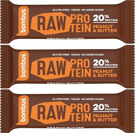 Bombus Raw Protein Bar arašidové maslo 150 g (3 x 50 g)