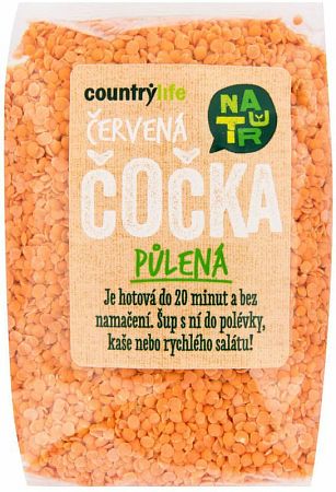 Country Life Šošovica červená polená 500 g