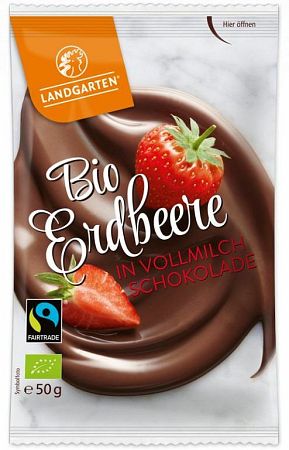 Landgarten Jahody v mliečnej čokoláde BIO 50 g