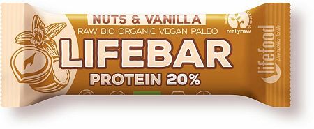 Lifefood Lifebar Protein BIO lieskový oriešok/vanilka 47 g